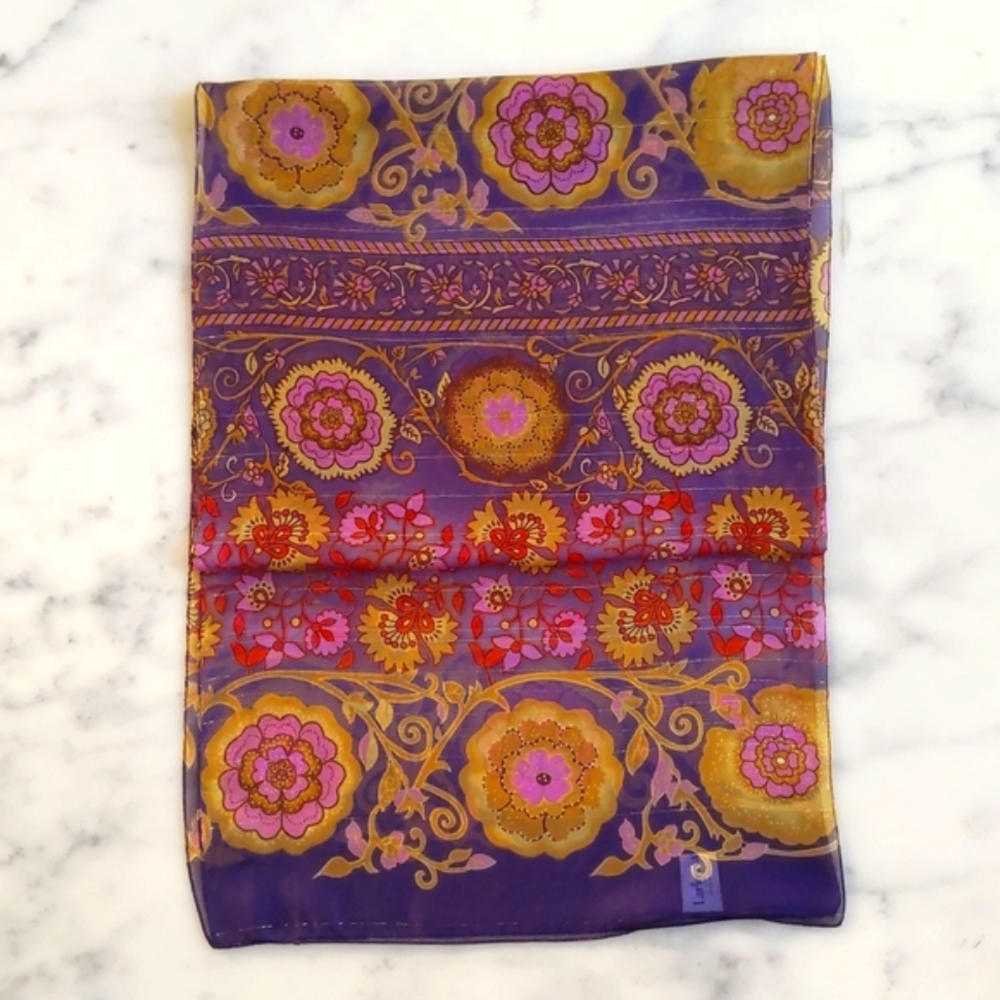 NWOT. Larioseta Multicolor Floral Scarf. Made in Italy.